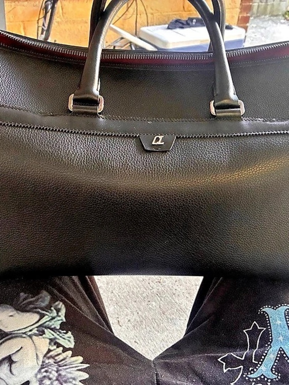 Christian Louboutin Sneakender Spiked Leather Duffle Bag Sneakender Black & Red